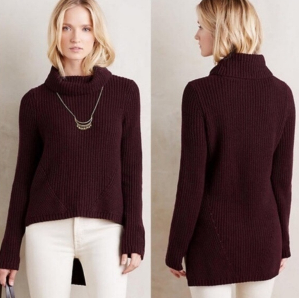Anthropologie Burgundy Turtleneck Sweater